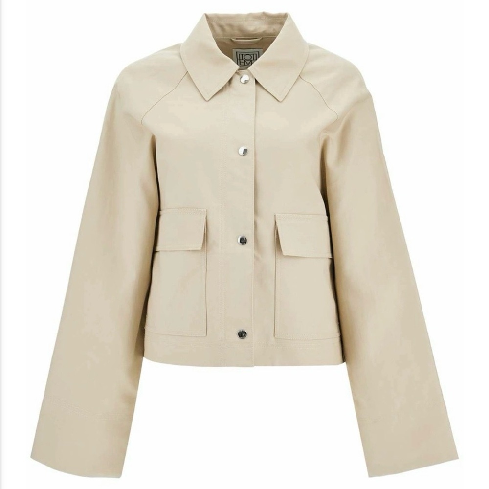 Toteme Cropped Beige Cotton Utility Jacket Size XS 32
